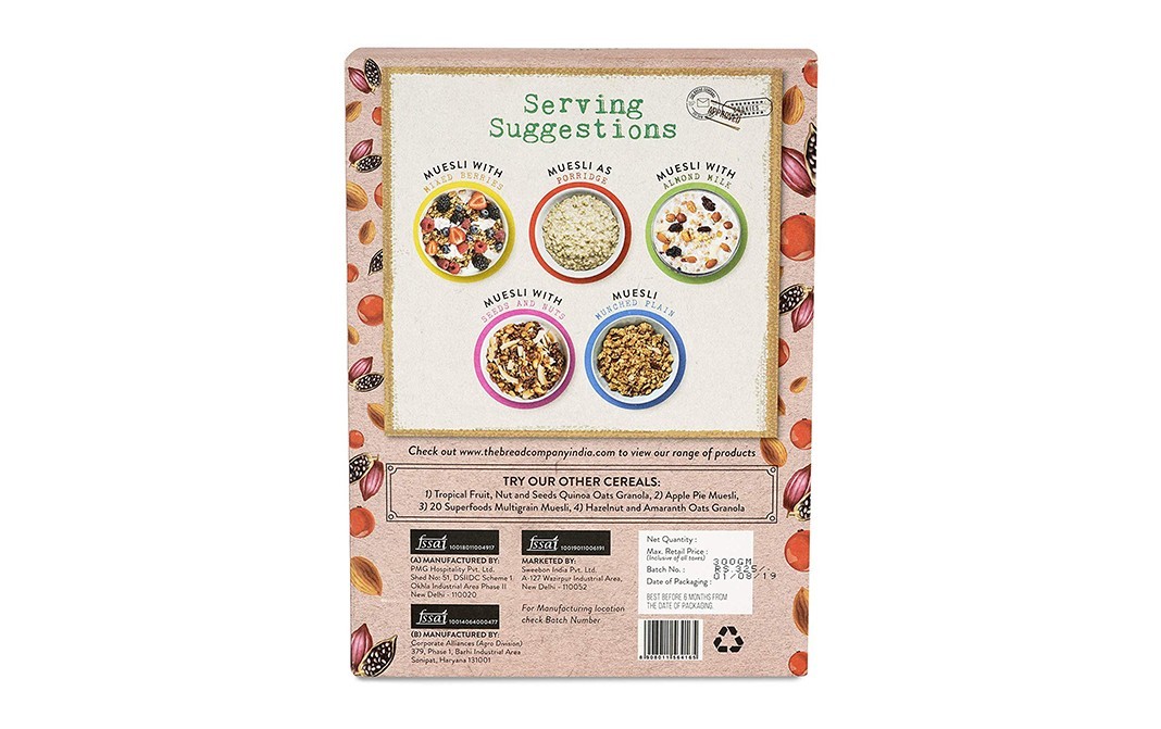 The Bread Company Cocoa And Cranberries Millets Muesli   Pack  300 grams
